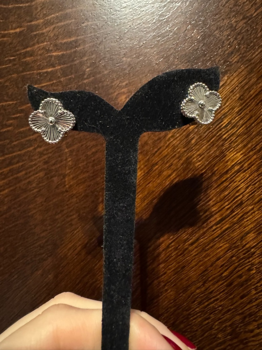 Sterling silver clover Floral Stud Earrings - Women Jewelry